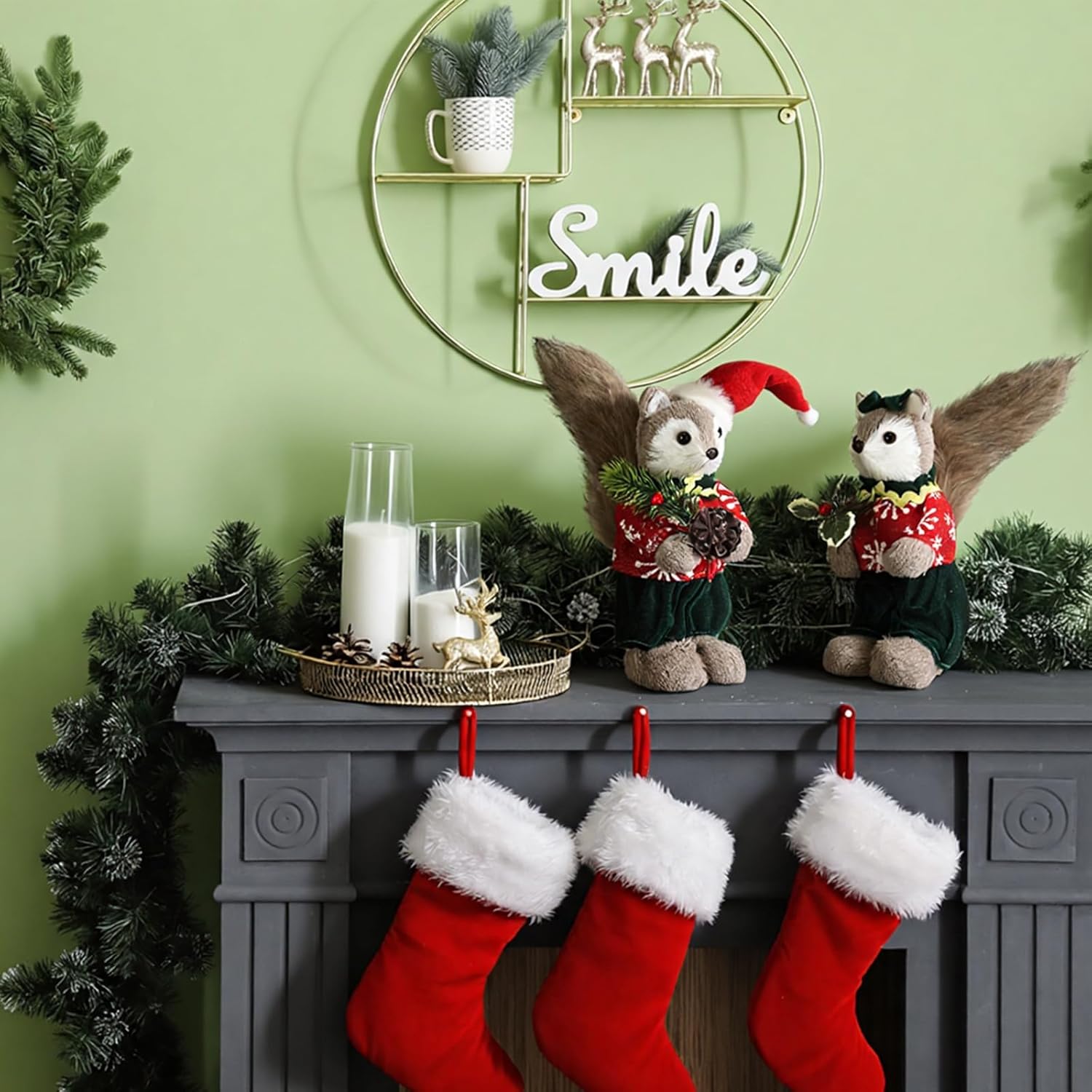 Chalyna 9.5 Inch Christmas Sisal Fox Tabletop Decorations, Fox Figurine for Home Decor Woodland Animals Rustic Xmas Ornament with Holiday Accents for Table Office Indoor Forest Mantle Decor Xmas Gifts